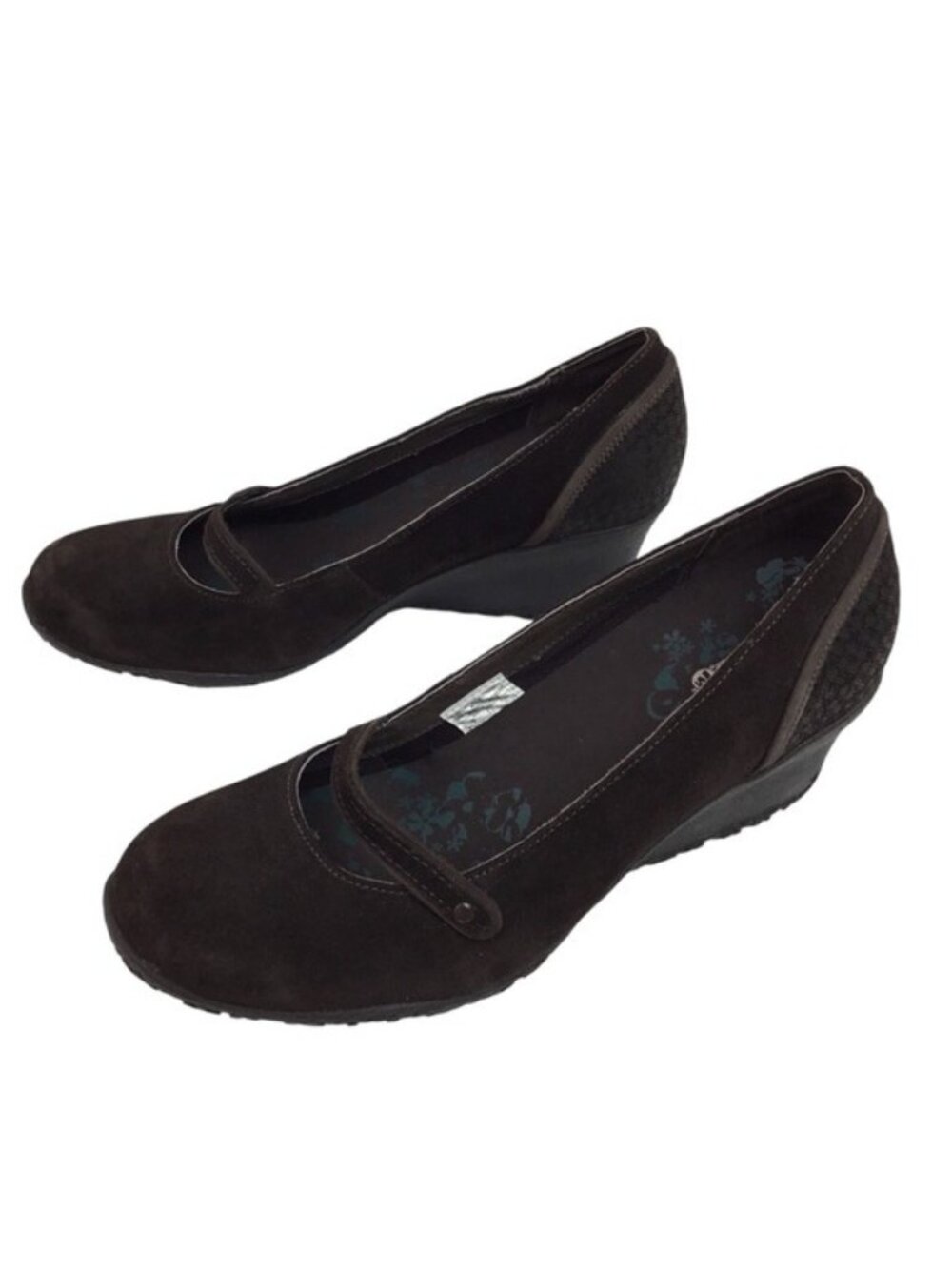 Merrell Petunia Shoes Walnut Print Suede Wedge Shoes Brown Womens 9